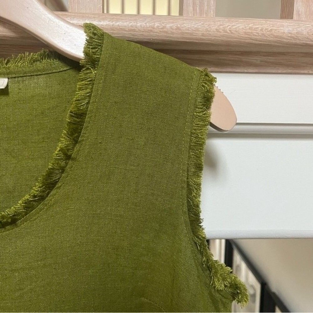 Isona Linen Tank Top Prague Moss Green M NWOT - Picture 5 of 9